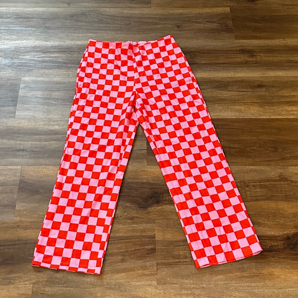 Pink and Red Checkered Pants